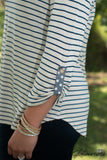 Crossing Paths Top - Oatmeal/Navy