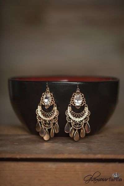 Crystal Clear Earrings - Gold