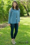 Dawson Cold-Shoulder Top - Heather Blue