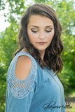 Dawson Cold-Shoulder Top - Heather Blue