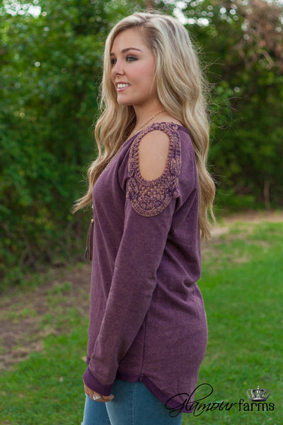 Dawson Cold-Shoulder Top - Burgundy