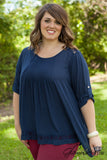 Curvy| Day Dream In Lace Top - Navy