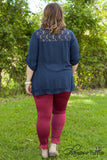 Curvy| Day Dream In Lace Top - Navy