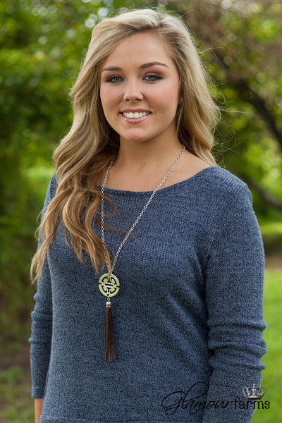 Day Dreaming Necklace - Worn Silver/Brown