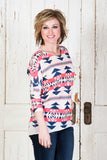 Dear Me Tribal Top - Coral/Navy