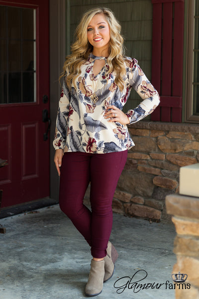 Delphine Floral Top - Ivory/Multi
