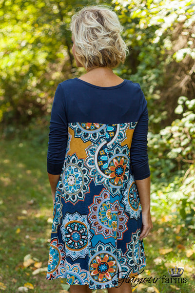 Ellen Floral Tunic/Dress - Navy