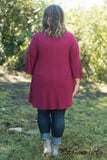 Curvy| Elsie Lace Tunic - Burgundy