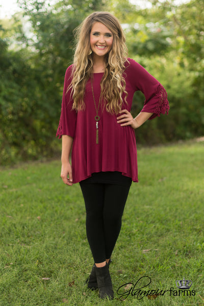 Elsie Lace Tunic - Burgundy