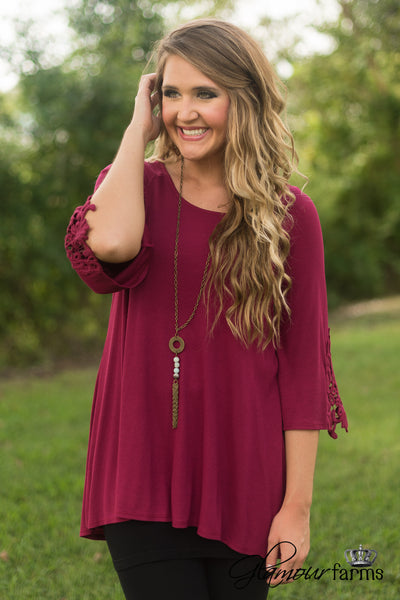 Elsie Lace Tunic - Burgundy
