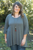 Curvy| Elsie Lace Tunic - Dark Gray