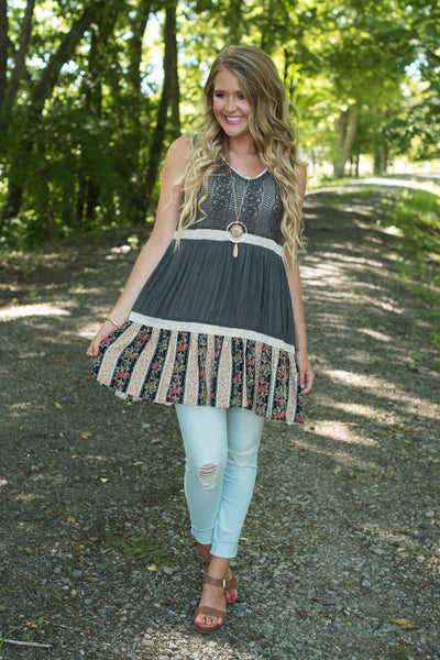 End Of Summer Stroll Tunic/Dress - Dark Gray
