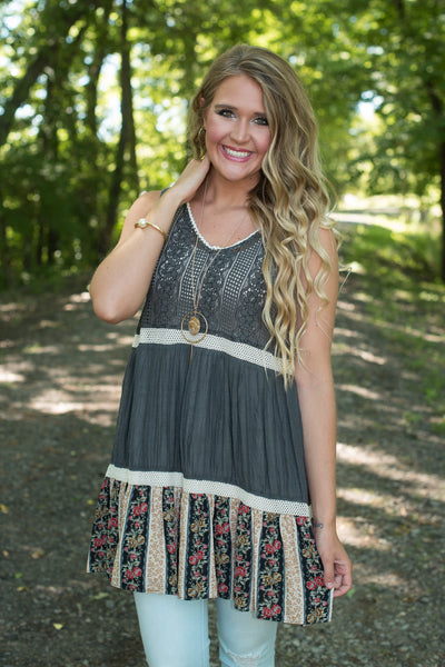 End Of Summer Stroll Tunic/Dress - Dark Gray