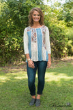 English Fields Top - Ivory/Blue