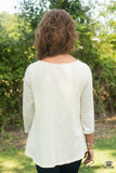English Fields Top - Ivory/Blue