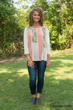 English Fields Top - Ivory/Coral