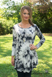 Eventide Tie-Dye Tunic/Dress - Black/Ivory