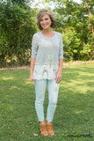 Everly Striped Lace Top - Blue/Ivory