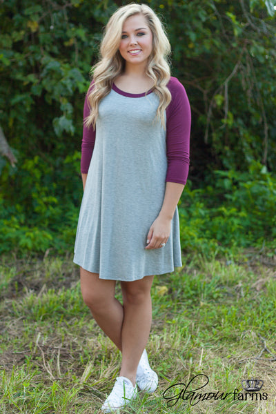 Fall Classic Tunic/Dress - Gray/Burgundy