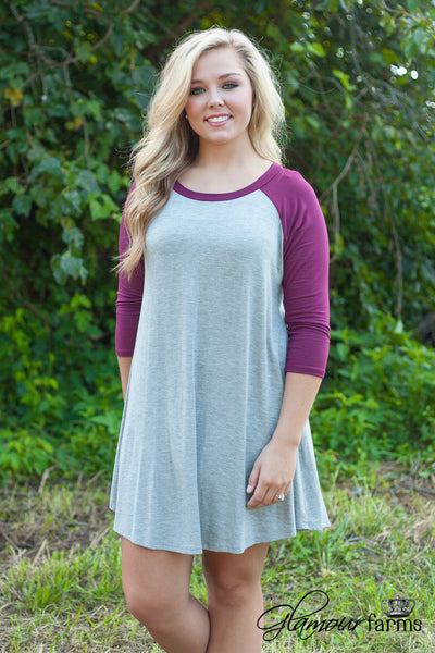 Fall Classic Tunic/Dress - Gray/Burgundy