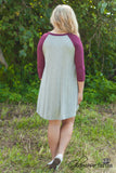 Fall Classic Tunic/Dress - Gray/Burgundy