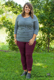 Curvy| Fall Into Line Striped Top/Tunic - Gray/Black