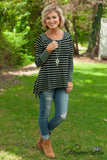 Fall Into Place Striped Top - Black
