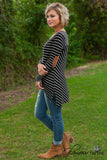Fall Into Place Striped Top - Black