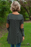 Fall Into Place Striped Top - Black