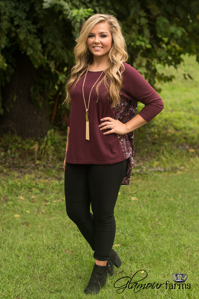 Falling For Floral Top - Wine