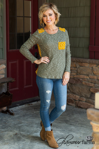 *RESTOCK* Fern Creek Top - Olive/Mustard