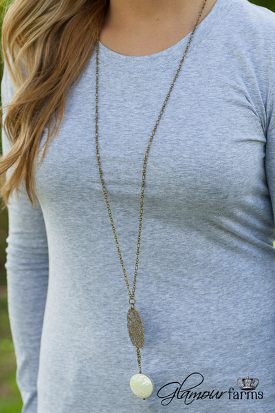 Fillagree Moon Necklace -Cream/Worn Gold