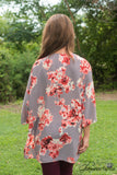 Floral Expressions Kimono - Mocha/Coral