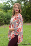 Floral Expressions Kimono - Mocha/Coral