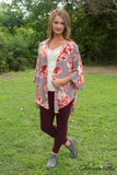 Floral Expressions Kimono - Mocha/Coral