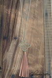 Fringe Clover Necklace - Gold/Brown