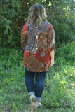 Curvy| Gabby Floral Top - Rust