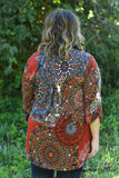 Curvy| Gabby Floral Top - Rust