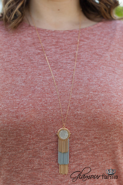 Give It A Glance Necklace - Light Gray/Gold