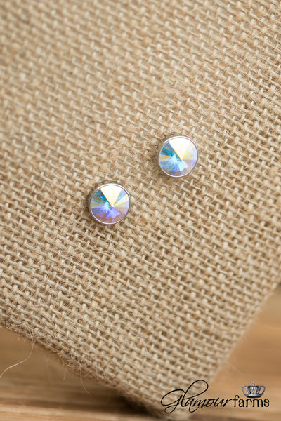 Gorgeous Glimmer Earrings - AB/Rhodium
