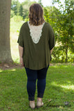 Curvy| Gracie Lace Top - Olive