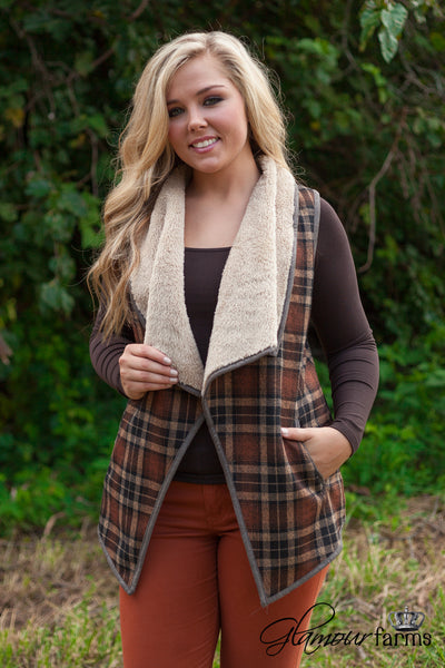 Great Falls Plaid Vest - Brown/Multi