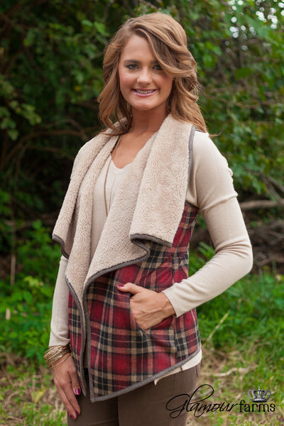 Great Falls Plaid Vest - Red/Multi