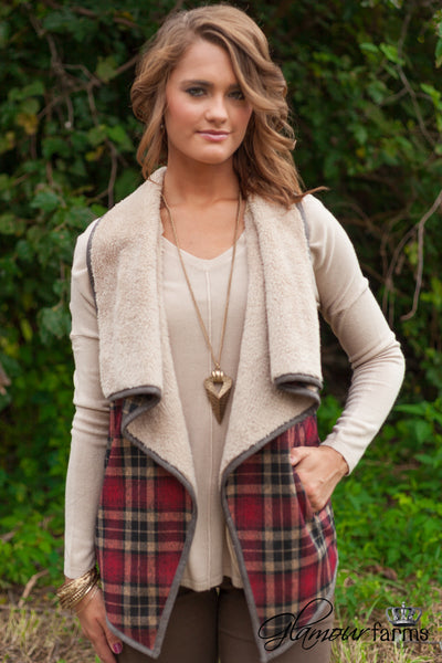 Great Falls Plaid Vest - Red/Multi