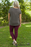 Curvy| Gretchen Pocket Tee - Dark Gray