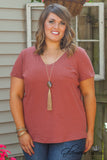 Curvy| Gretchen Pocket Tee - Rust