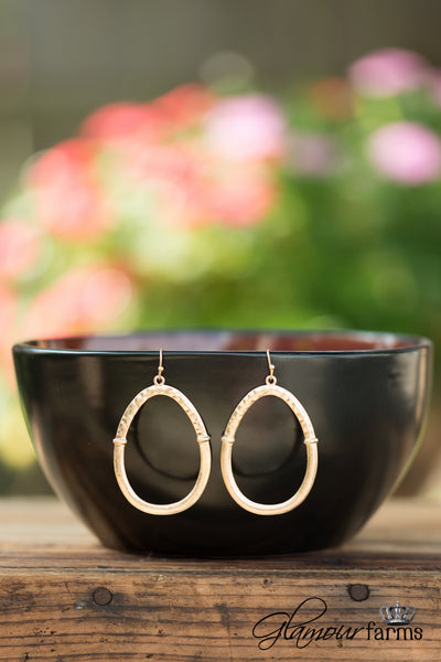 Hammered Time Hoop Earrings - Worn Gold
