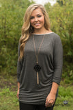 Harper Mainstay Sueded Top - Dark Gray