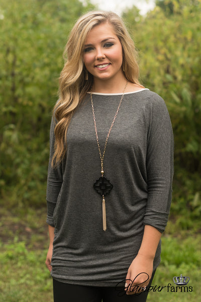 Harper Mainstay Sueded Top - Dark Gray