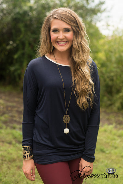 Harper Mainstay Sueded Top - Navy